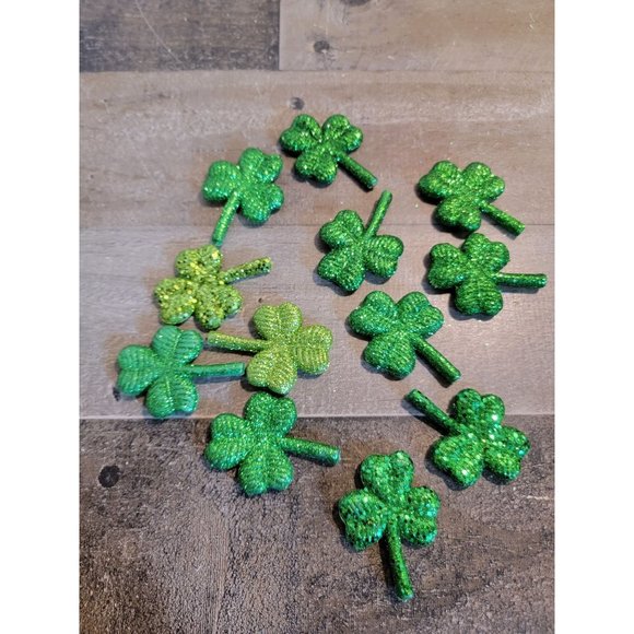 St patricks day glitter mini clover set decor green - Picture 1 of 5